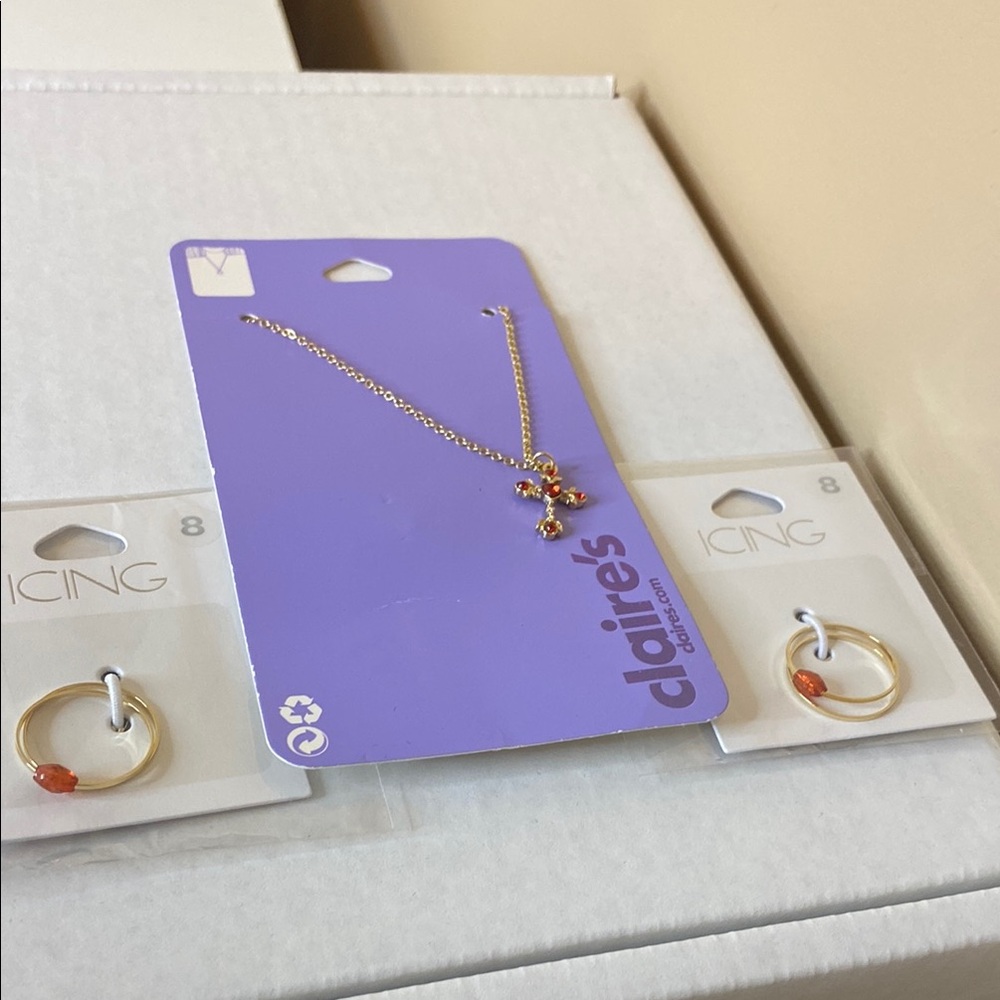 Claire's Gold and Red Jewelry Set